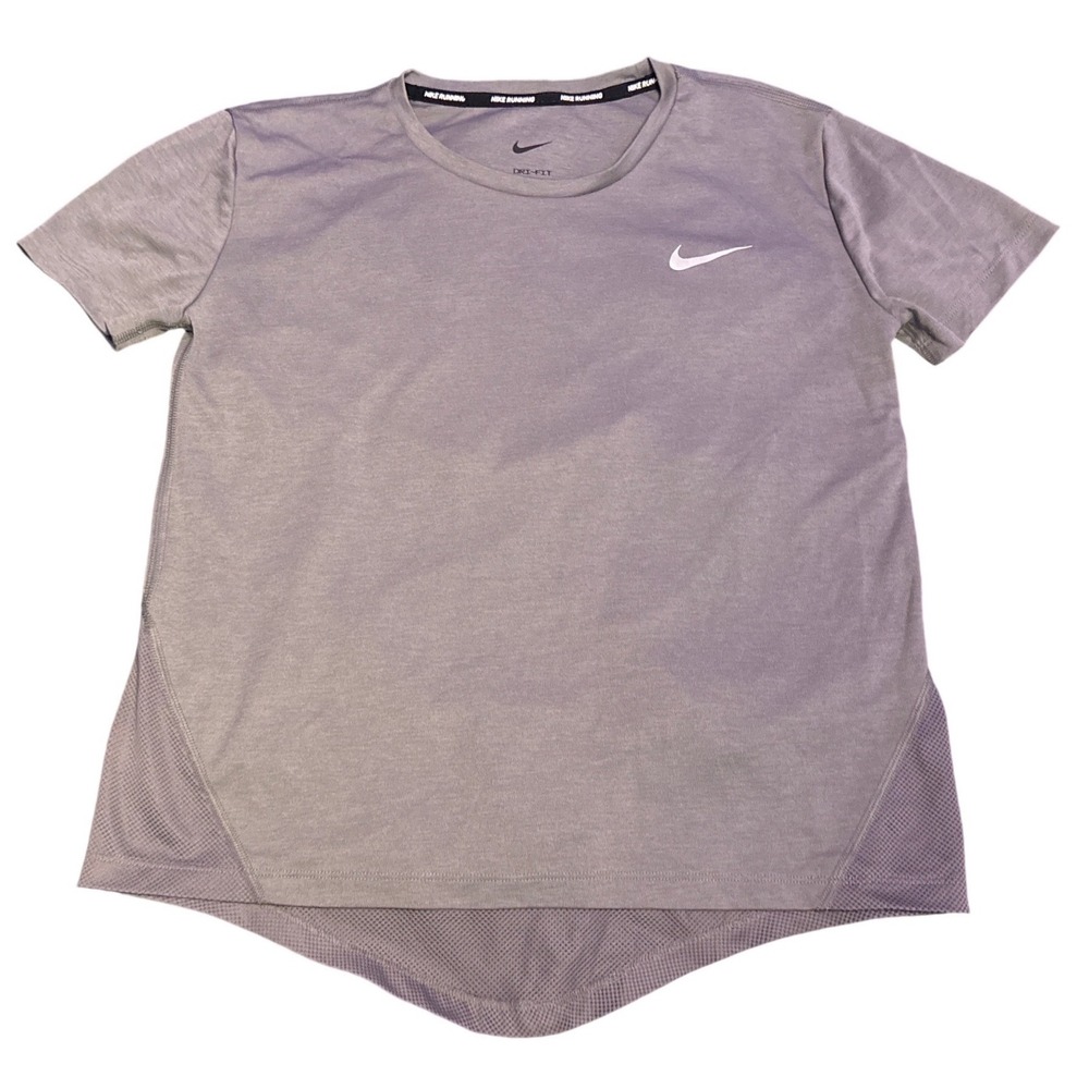 Nike Dri-FIT Gray Running Training Shirt Mesh Back Short Sleeve Size S